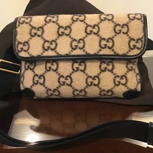 GUCCI MONOGRAM WOOL BELT BAG